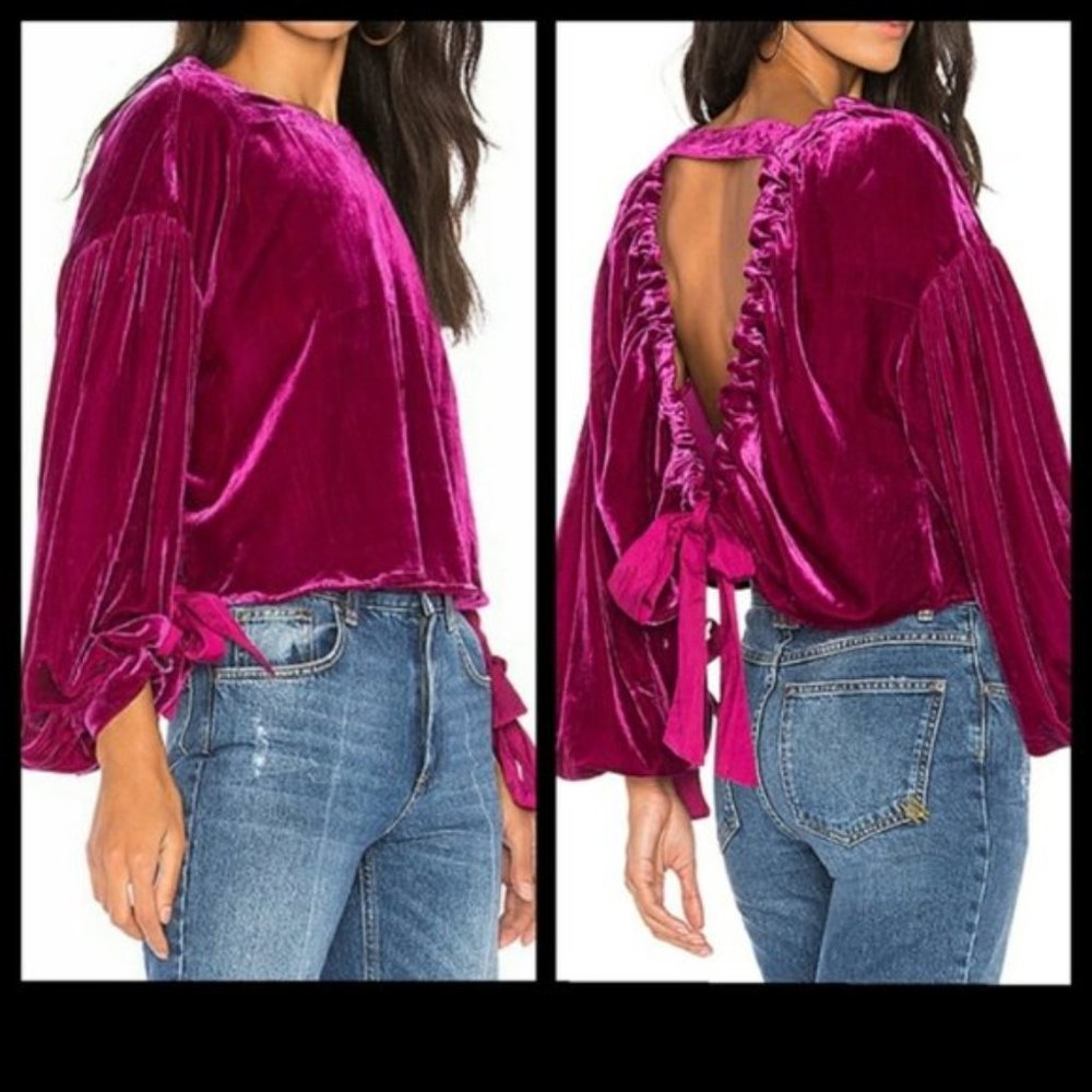 Free People Velvet Open Back Shirt Medium NWT